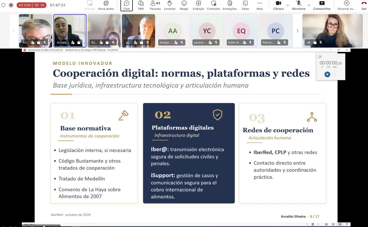 Encuentro virtual sobre buenas prácticas en herramientas electrónicas para la cooperación jurídica civil